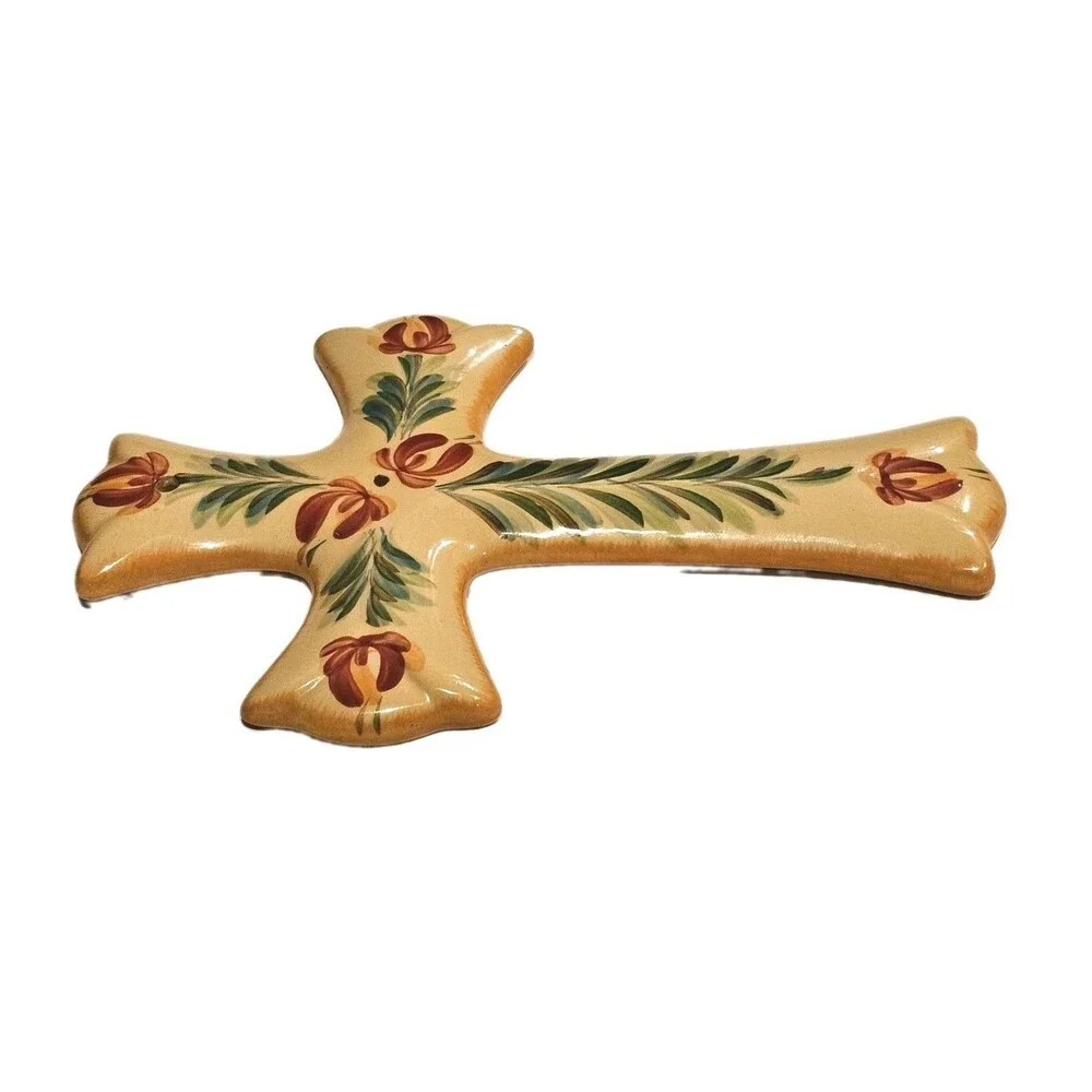 Southern Living At Home Gail Pittman Siena Ceramic Wall Cross Hand Painted 7.25
